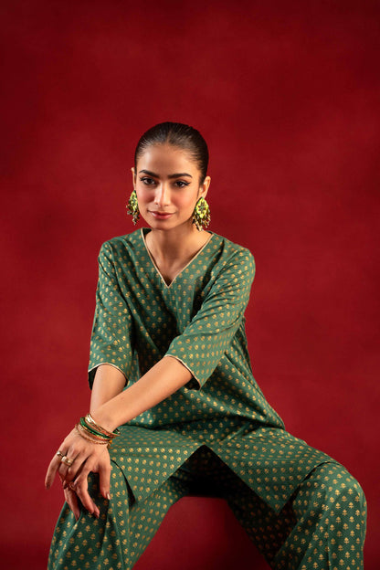 Nishat Linen - 1 Piece - Gold Printed Loose Fabric - 42304130