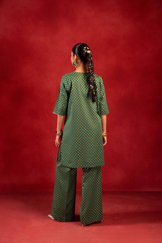 Nishat Linen - 1 Piece - Gold Printed Loose Fabric - 42304130