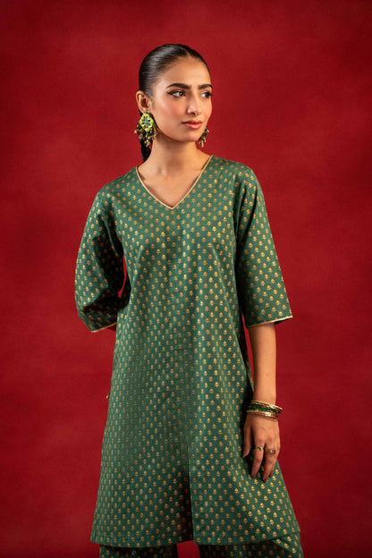 Nishat Linen - 1 Piece - Gold Printed Loose Fabric - 42304130