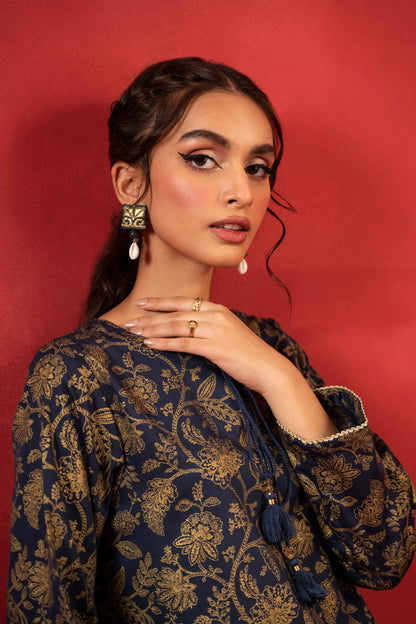 Nishat Linen - 1 Piece - Gold Printed Loose Fabric - 42304131