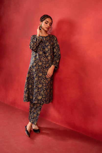 Nishat Linen - 1 Piece - Gold Printed Loose Fabric - 42304131