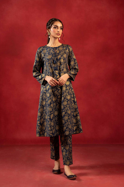 Nishat Linen - 1 Piece - Gold Printed Loose Fabric - 42304131