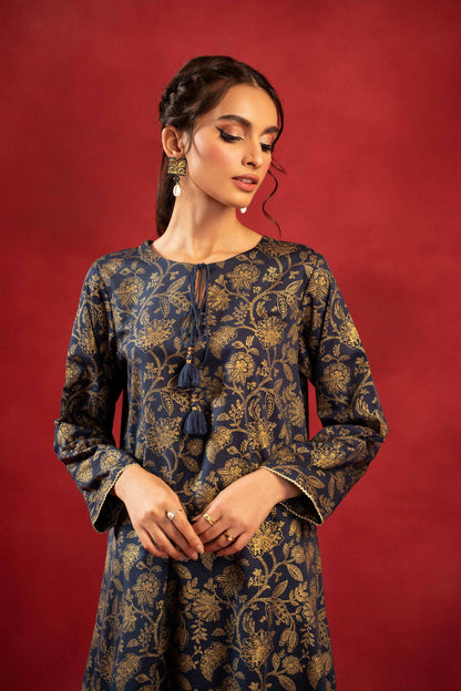 Nishat Linen - 1 Piece - Gold Printed Loose Fabric - 42304131