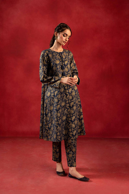 Nishat Linen - 1 Piece - Gold Printed Loose Fabric - 42304131