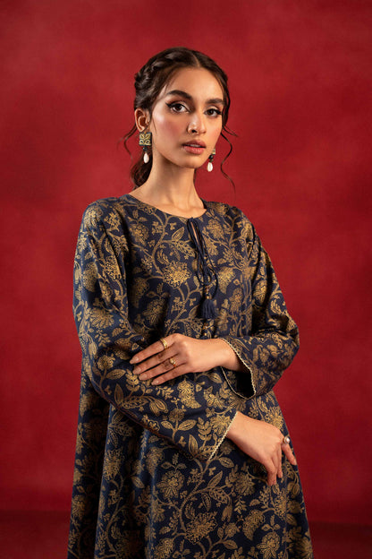 Nishat Linen - 1 Piece - Gold Printed Loose Fabric - 42304131