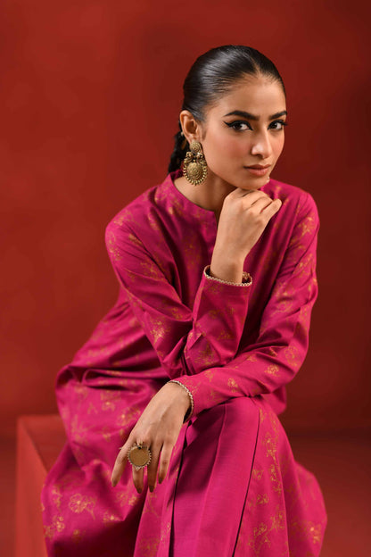 Nishat Linen - 1 Piece - Gold Printed Loose Fabric - 42304132