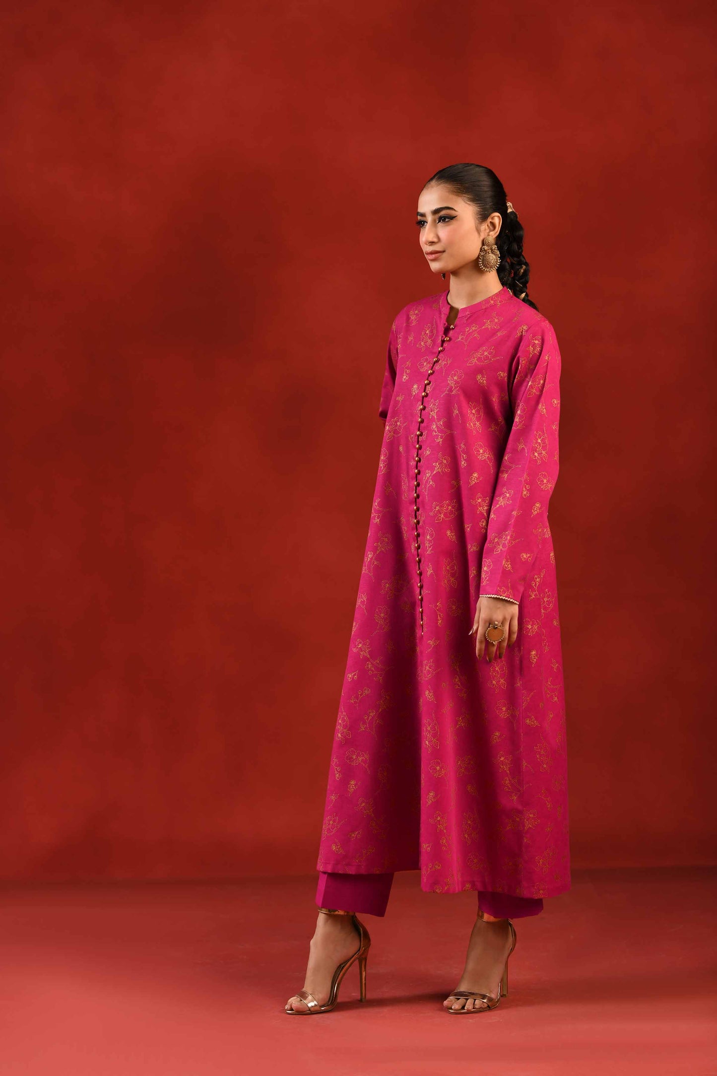 Nishat Linen - 1 Piece - Gold Printed Loose Fabric - 42304132