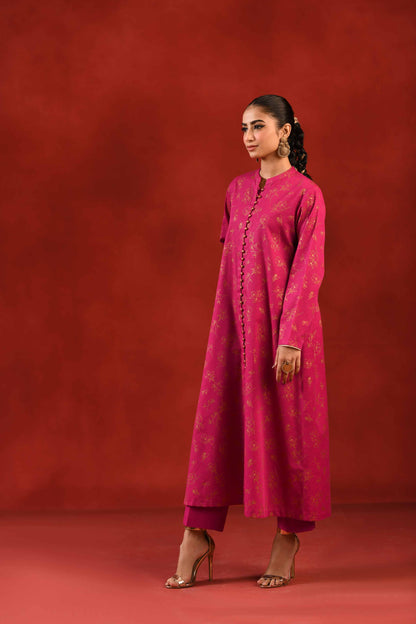 Nishat Linen - 1 Piece - Gold Printed Loose Fabric - 42304132