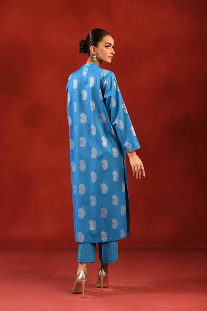 Nishat Linen - 1 Piece - Silver Printed Loose Fabric - 42304134