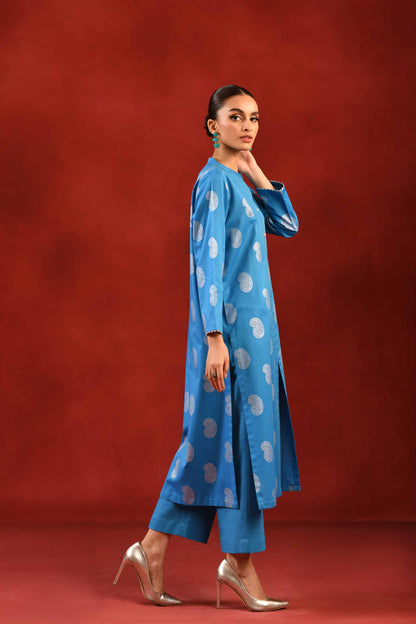 Nishat Linen - 1 Piece - Silver Printed Loose Fabric - 42304134