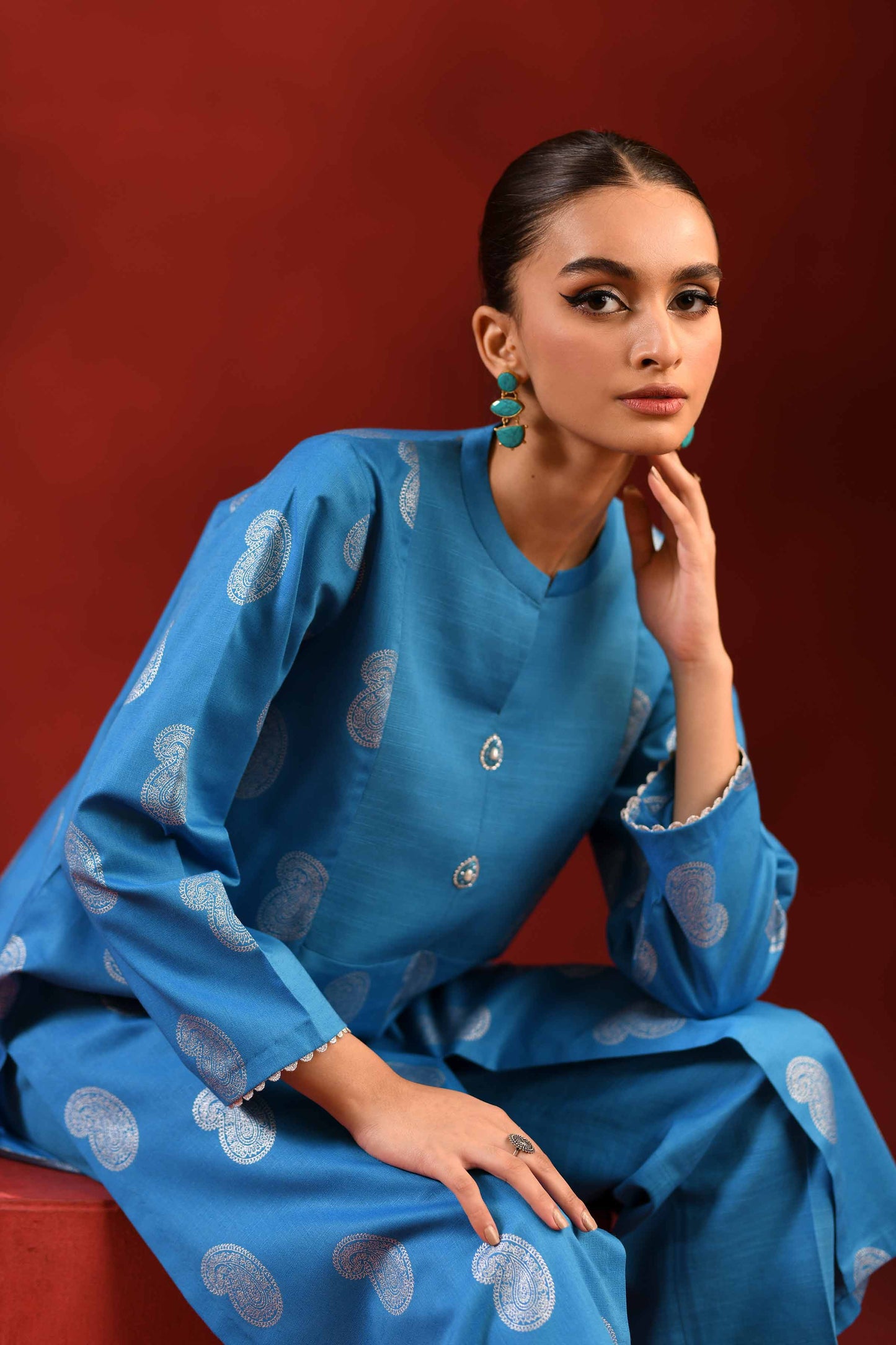 Nishat Linen - 1 Piece - Silver Printed Loose Fabric - 42304134