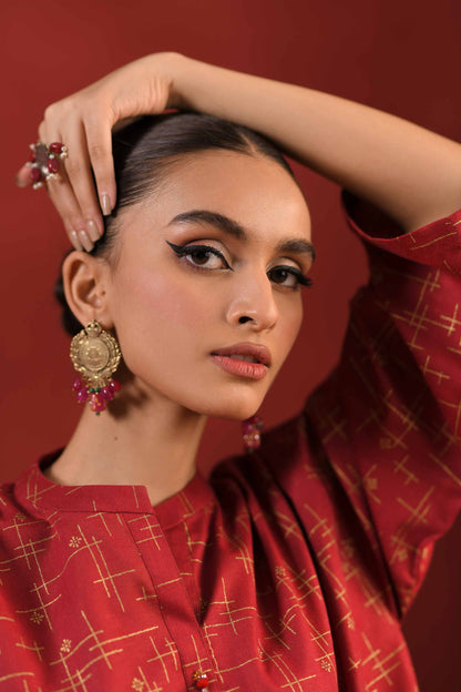 Nishat Linen - 1 Piece - Gold Printed Loose Fabric - 42304135