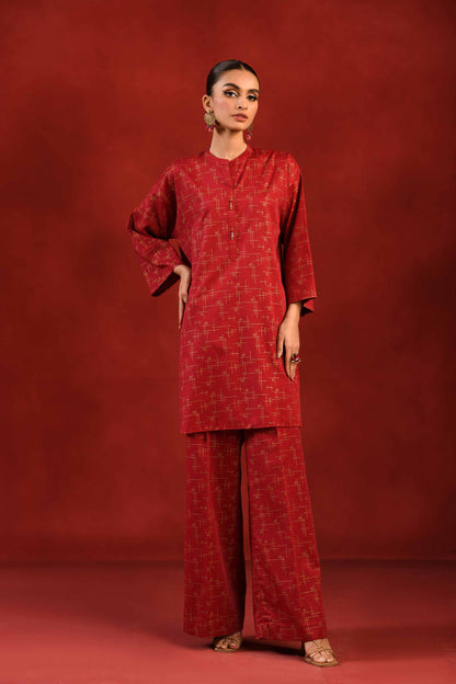 Nishat Linen - 1 Piece - Gold Printed Loose Fabric - 42304135