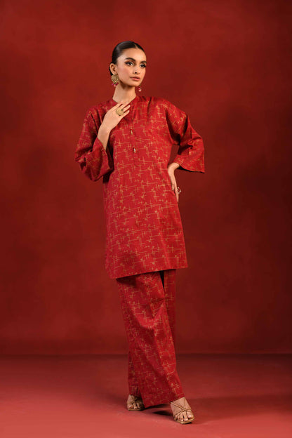 Nishat Linen - 1 Piece - Gold Printed Loose Fabric - 42304135