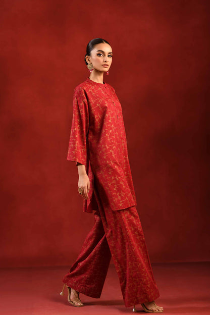 Nishat Linen - 1 Piece - Gold Printed Loose Fabric - 42304135