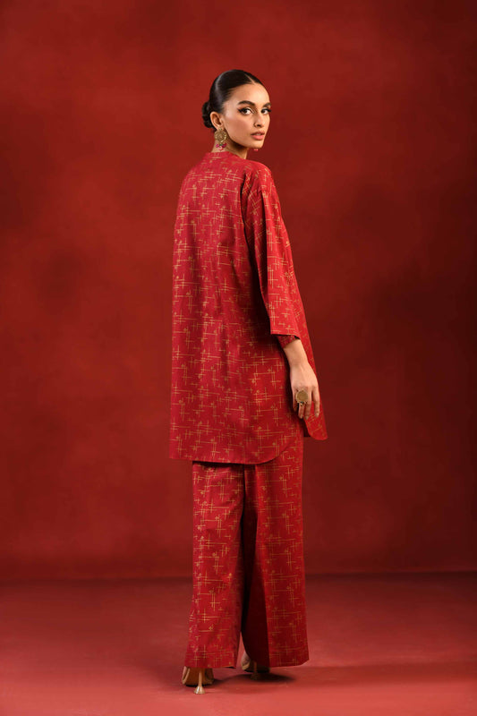 Nishat Linen - 1 Piece - Gold Printed Loose Fabric - 42304135