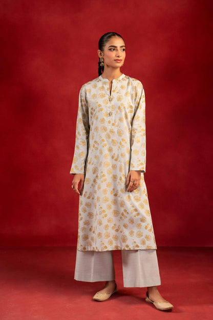 Nishat Linen - 1 Piece - Gold Printed Loose Fabric - 42304136
