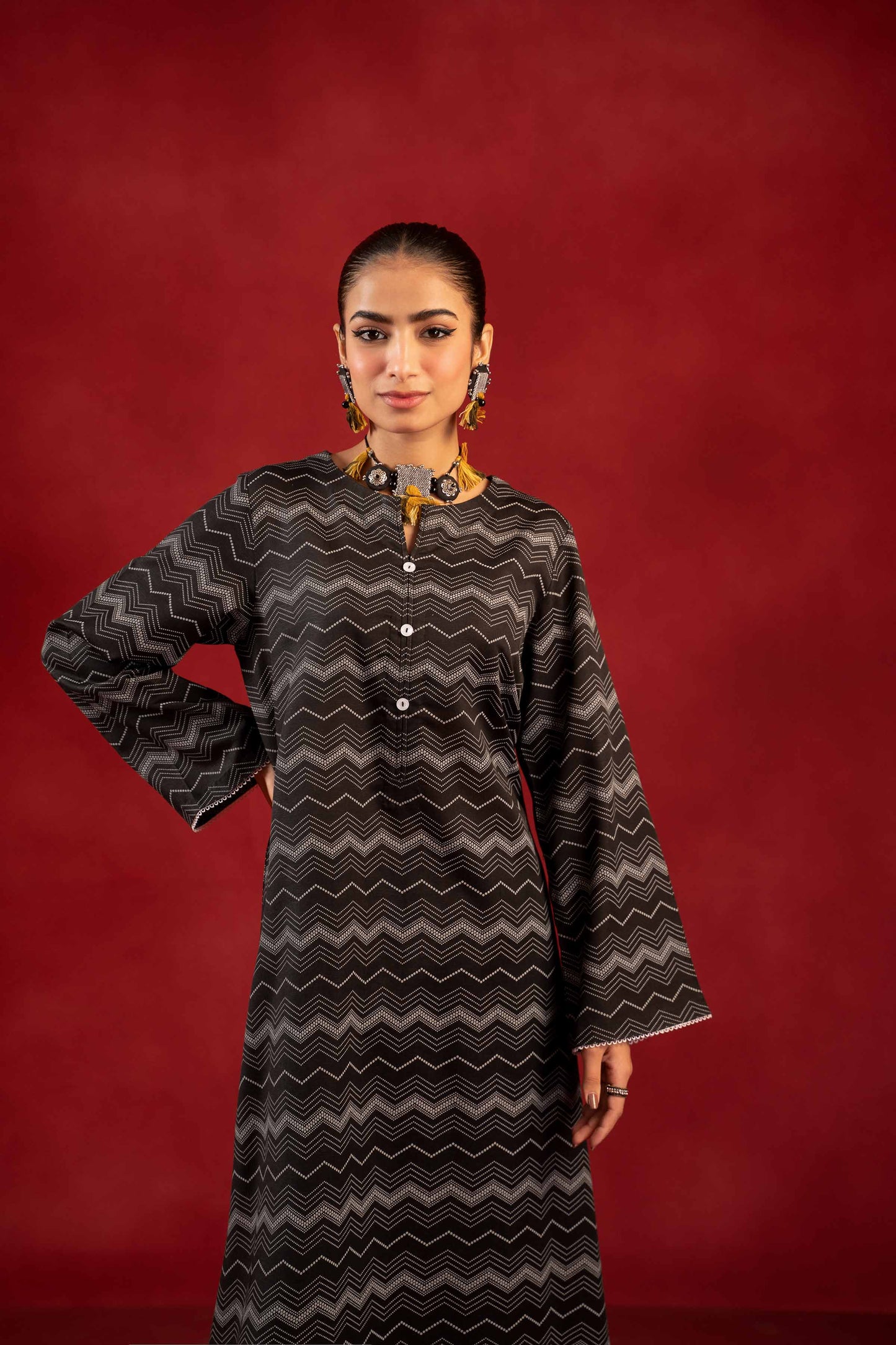 Nishat Linen - 1 Piece - White Paste Printed Loose Fabric - 42304137