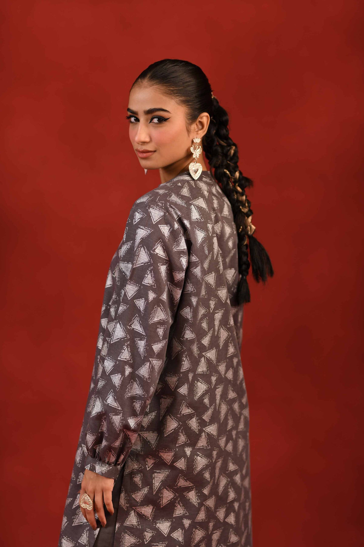 Nishat Linen - 1 Piece - Silver Printed Loose Fabric - 42304138