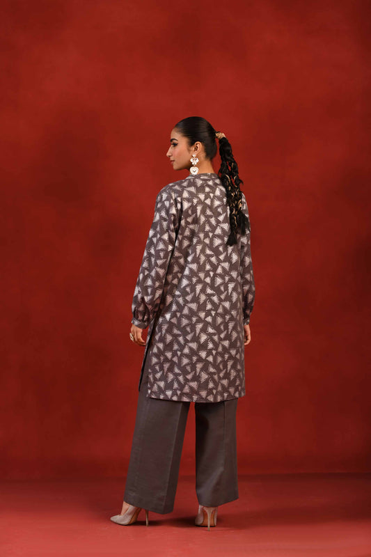 Nishat Linen - 1 Piece - Silver Printed Loose Fabric - 42304138