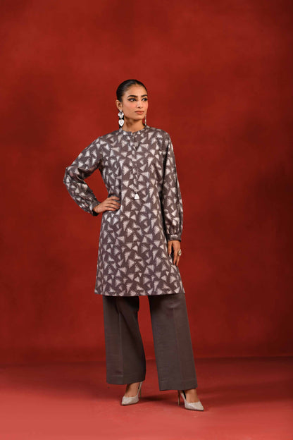 Nishat Linen - 1 Piece - Silver Printed Loose Fabric - 42304138