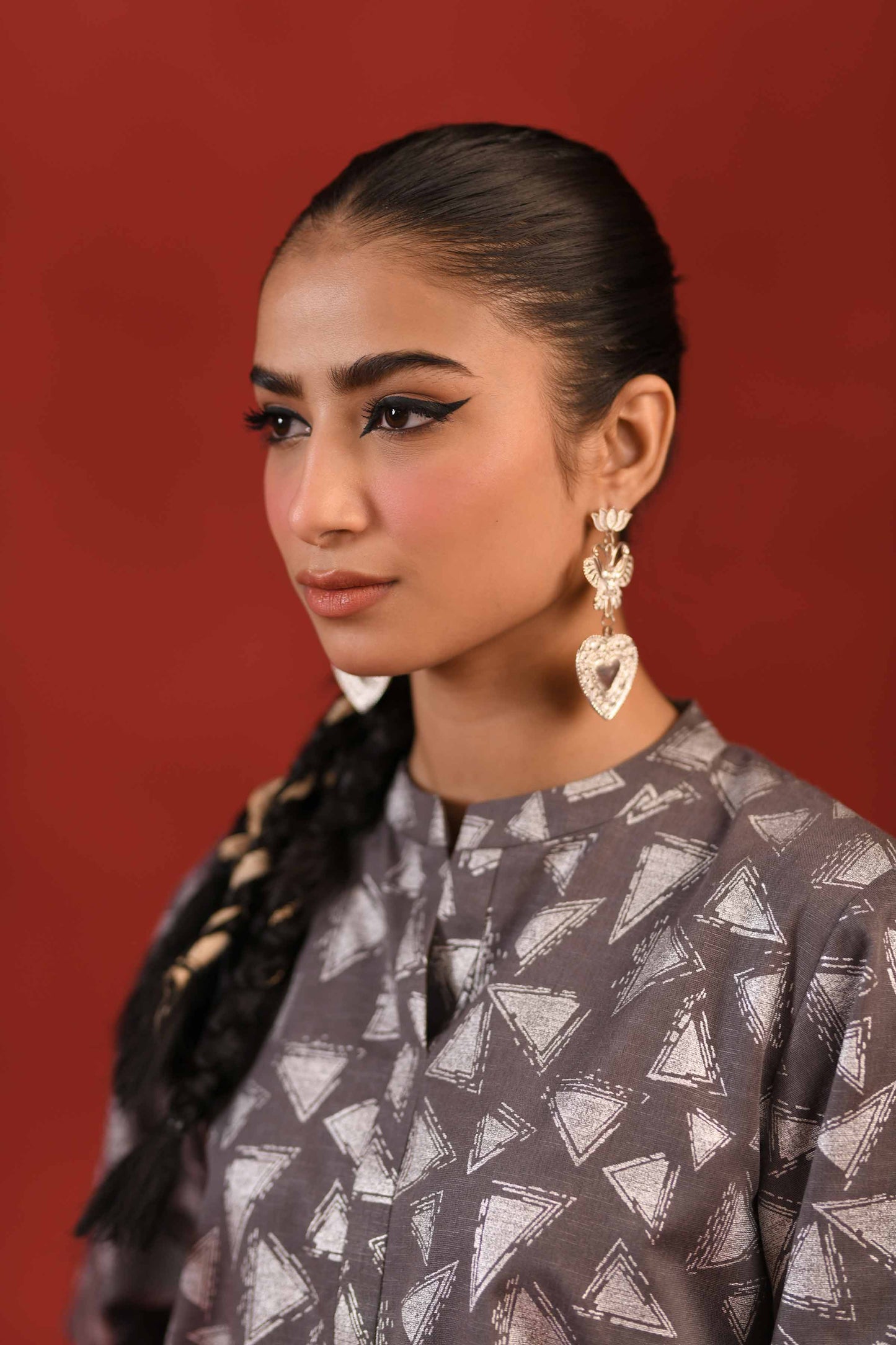 Nishat Linen - 1 Piece - Silver Printed Loose Fabric - 42304138