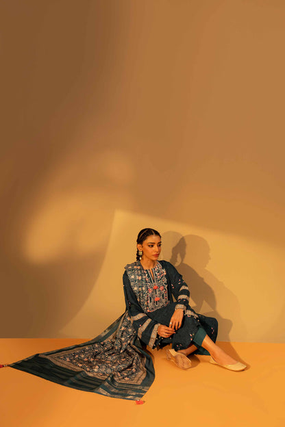 Nishat Linen - 3 Piece - Printed Embroidered Suit - 42306470