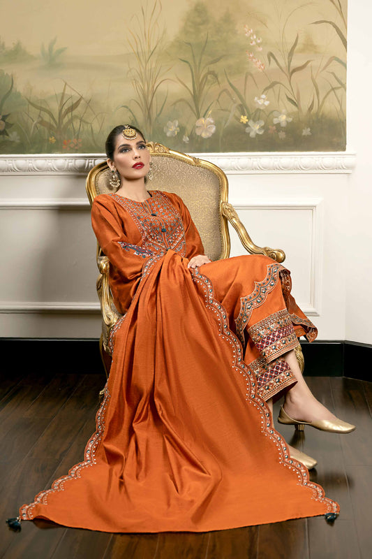 Nishat Linen - 3 Piece - Embroidered Suit - 42308006