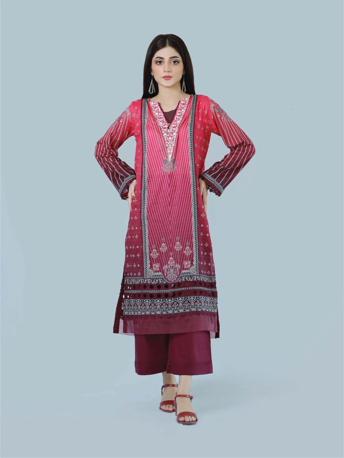 Bareeq Outfits - Floraid blossom 3-Piece Stitched Suit