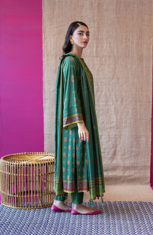 Orient - Unstitched 3 Piece Printed Linen Shirt , Linen Pant and Linen Dupatta
