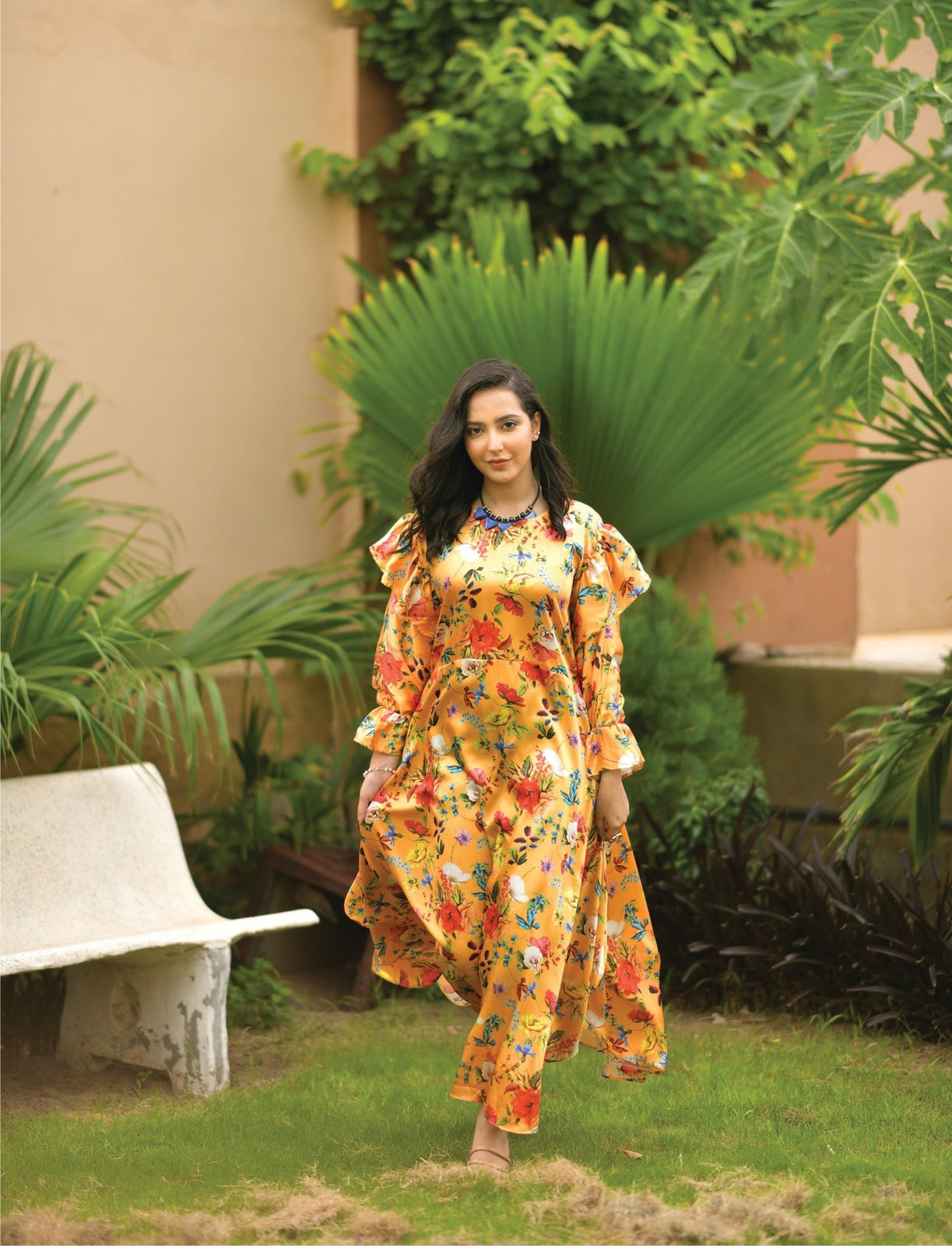 Bareeq Outfits - Yellow Printed Frock