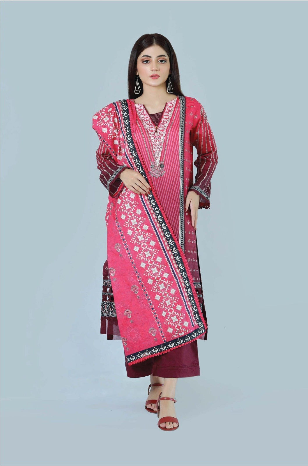 Bareeq Outfits - Floraid blossom 3-Piece Stitched Suit