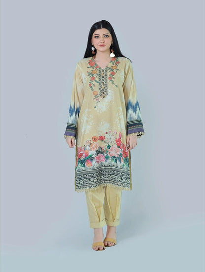 Bareeq Outfits - Blaze Lime 3-Piece Stitched Suit