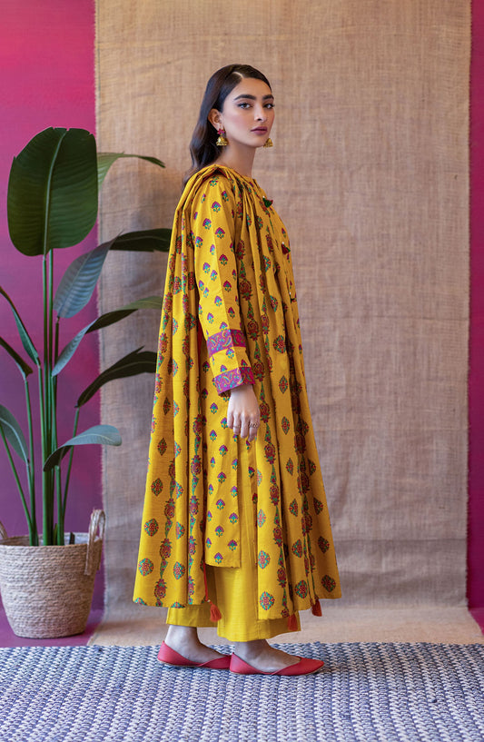Orient - Unstitched 3 Piece Printed Khaddar Shirt , Khaddar Pant and Khaddar Dupatta