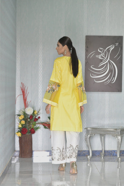 Bareeq Outfits - Yellow Embroidered Shirt