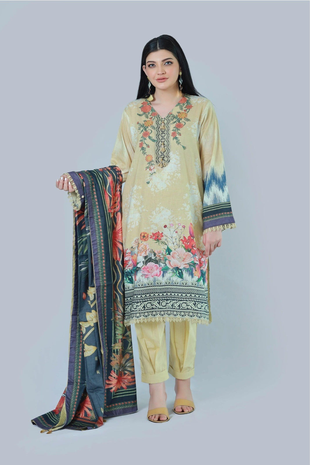 Bareeq Outfits - Blaze Lime 3-Piece Stitched Suit