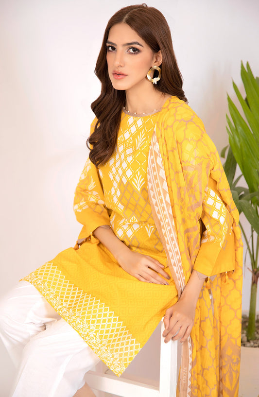 Orient - Unstitched 2 Piece Embroidered Lawn Shirt & Chiffon Dupatta