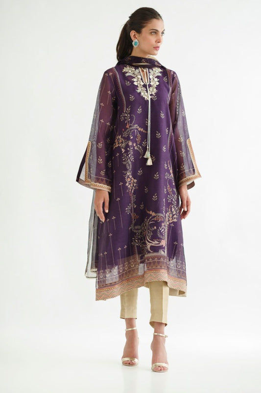 Printed Cotton Net Shirt And trousers With Dupatta 4