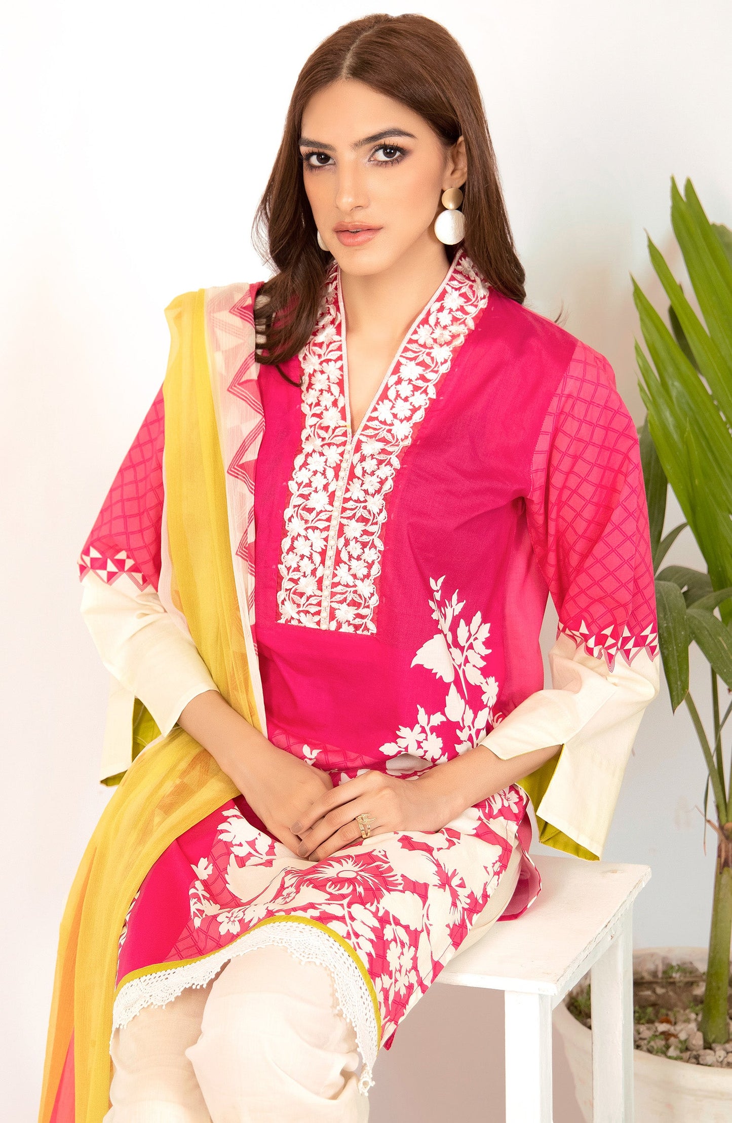 Orient - Unstitched 2 Piece Embroidered Lawn Shirt & Chiffon Dupatta