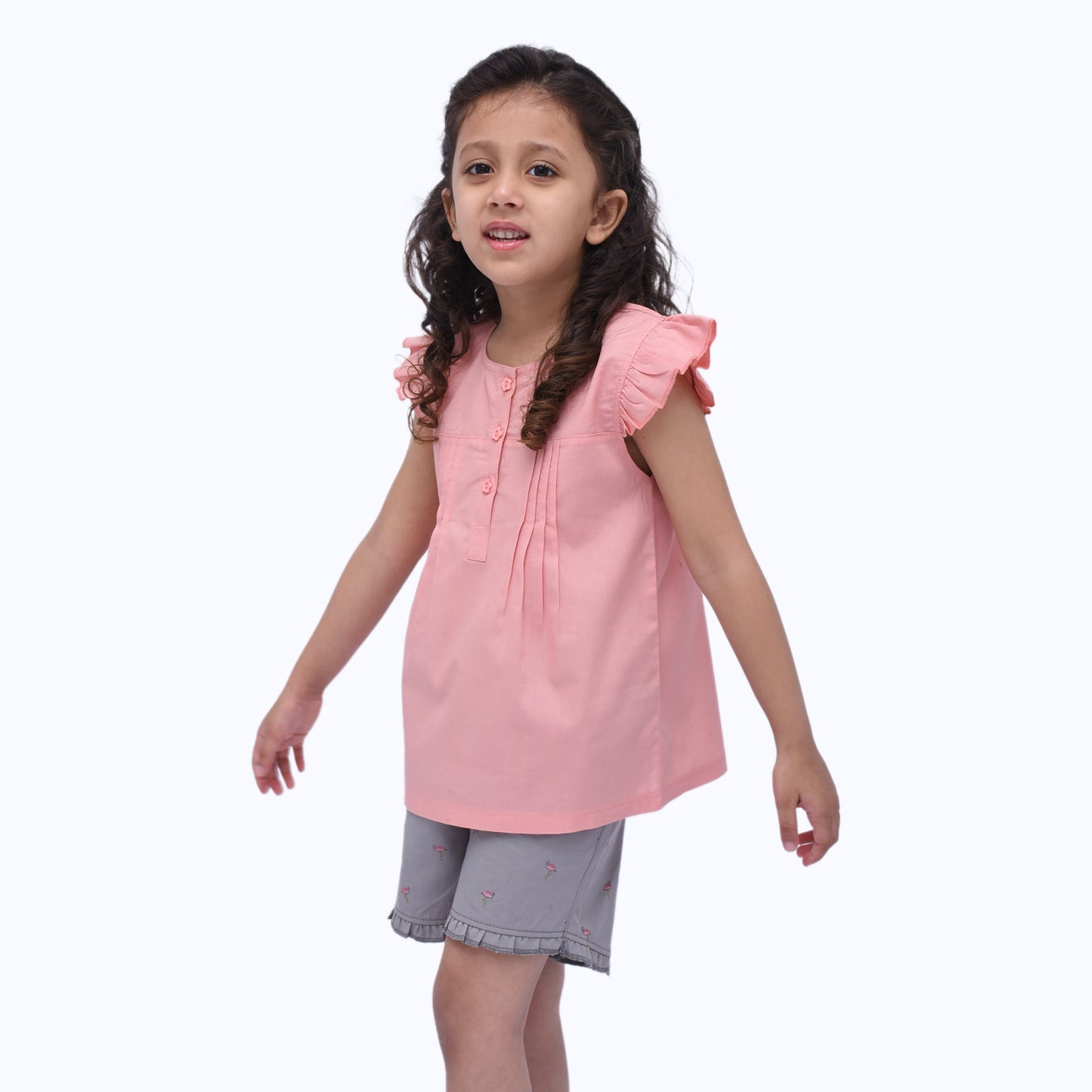 Cuddle & Cradle - Girls Woven Top and Pull-on Woven Shorts (Flamingo)