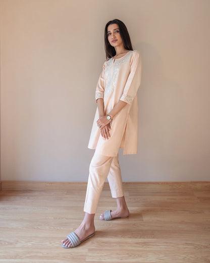 Ayesha Naveed - Peach embroidered set