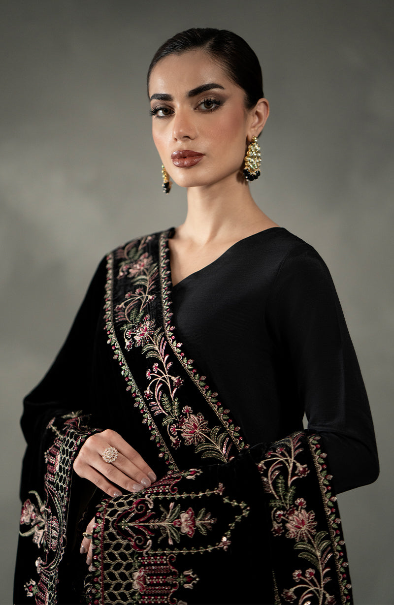 Seran - Black Velvet Shawl