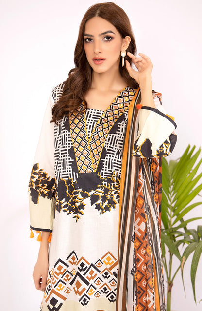 Orient - Unstitched 2 Piece Embroidered Lawn Shirt & Chiffon Dupatta