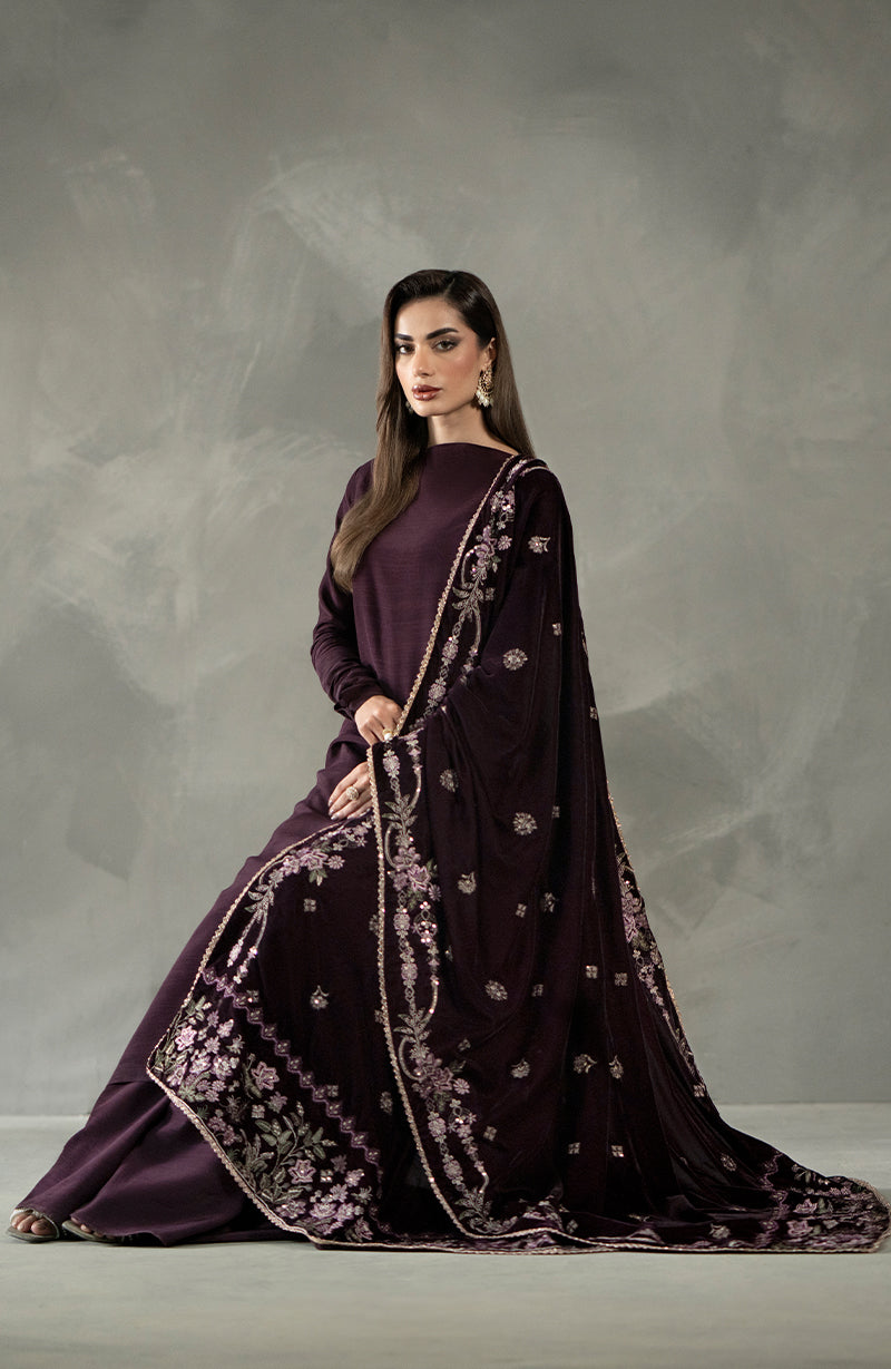 Seran - Plum Velvet Shawl