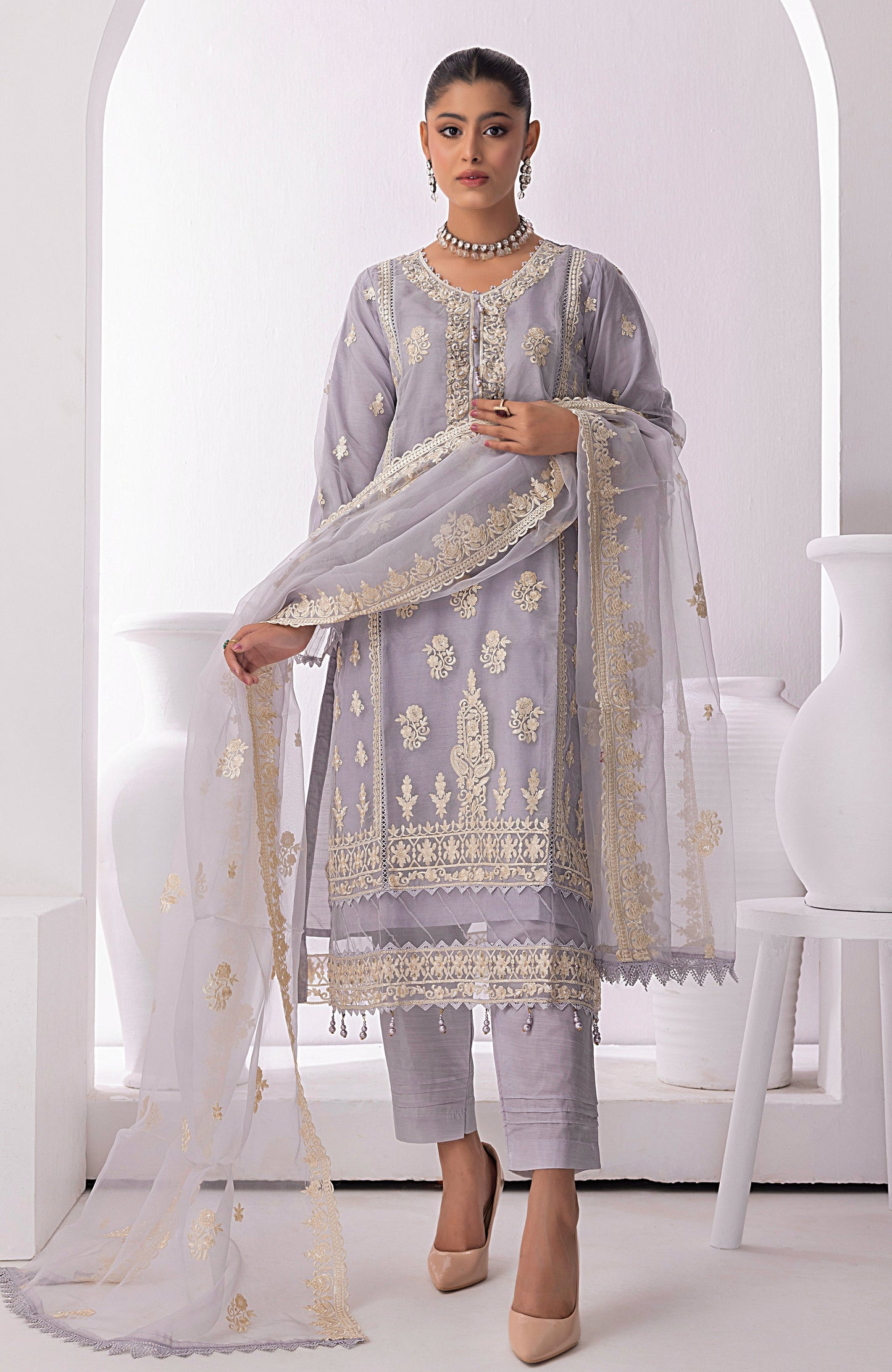 Alzohaib - 3 PC - STITCHED ORGANZA SERIES-AZP-23-05