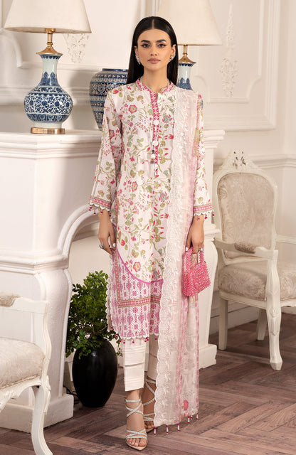 Alzohaib - 3-PIECE UNSTITCHED BAMBER CHIKANKARI DUPATTA -SBCD-23-05