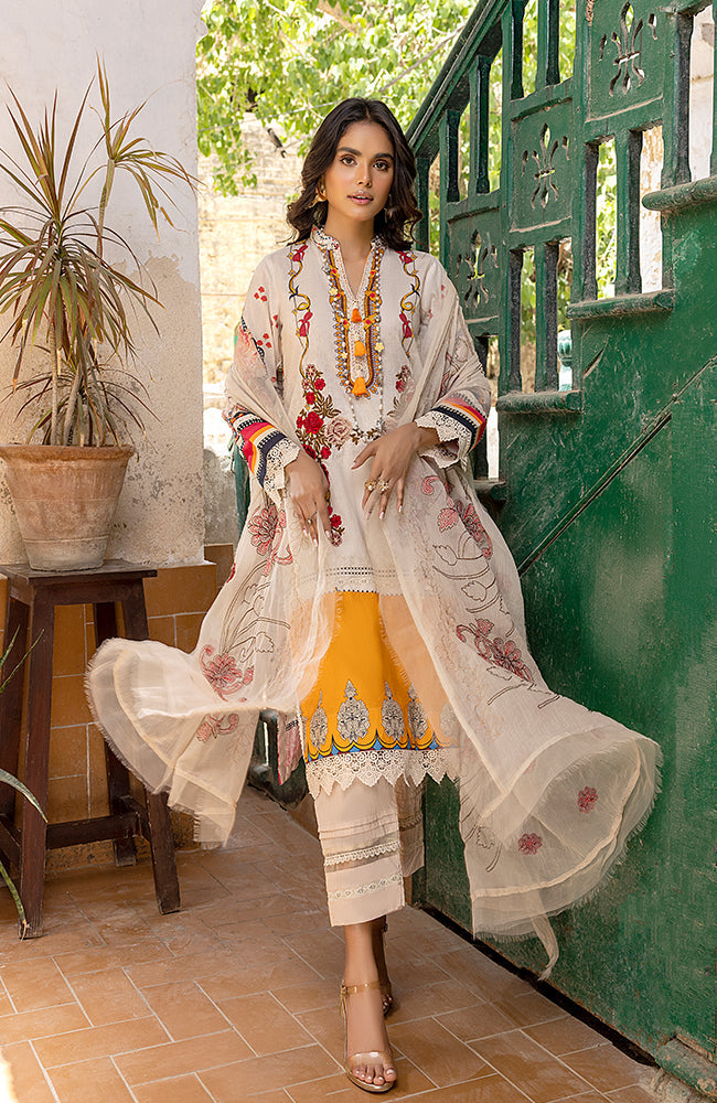 Alzohaib - 3 Piece Unstitched Embroidered Lawn-RFE-23-05