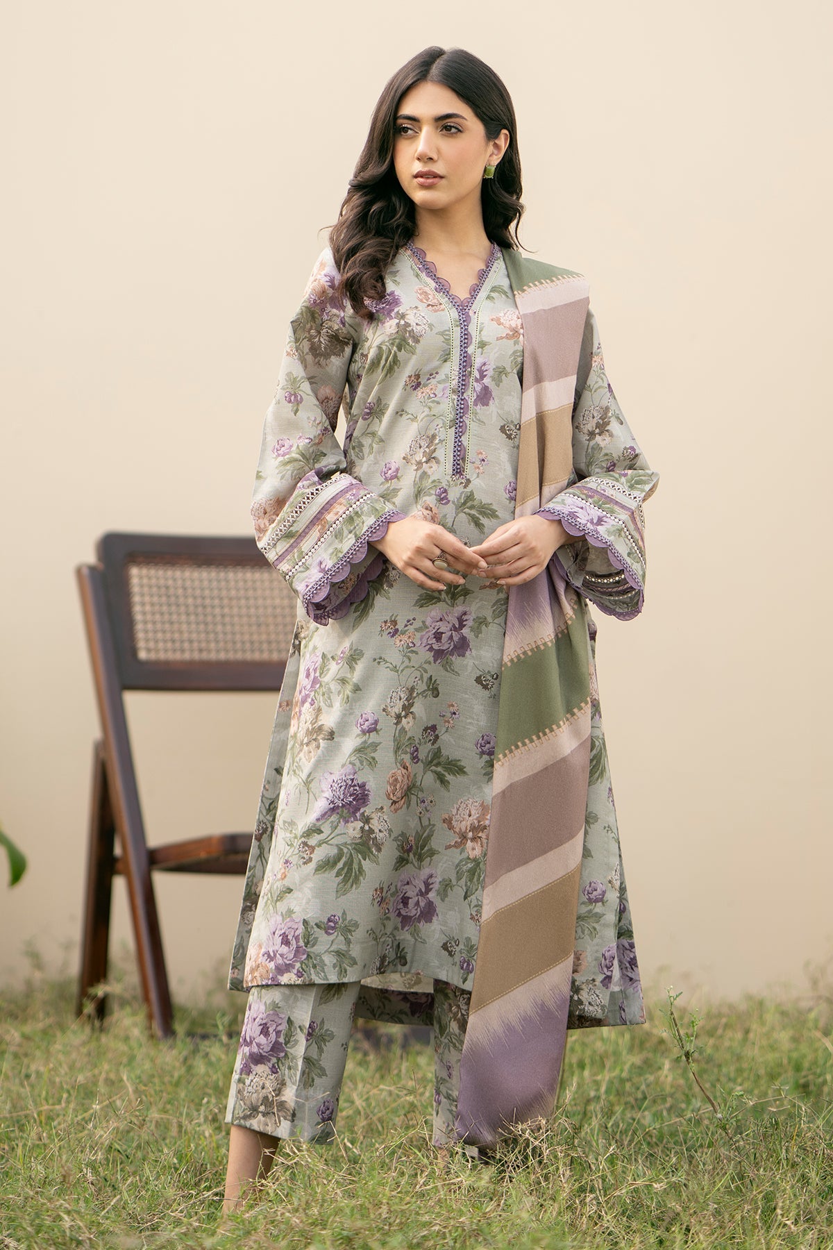 Baroque - DIGITAL PRINTED SLUB KHADDAR UF-488