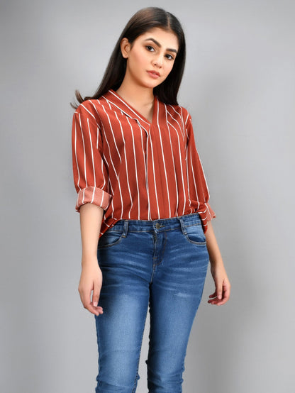 Limelight - Striped Shirt - Dark Orange