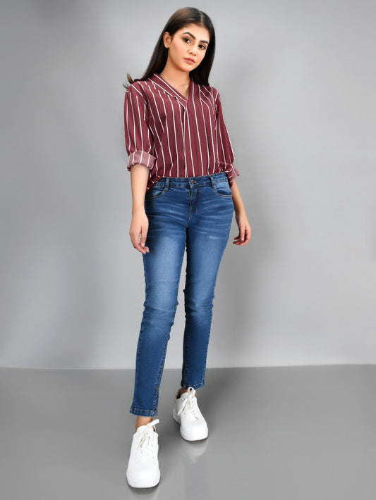 Limelight - Striped Shirt - Maroon